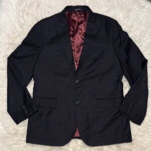 Express Black Pinstripe Blazer with Burgundy Lining